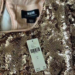 Maeve Gold Sequin Midi Dress NWT